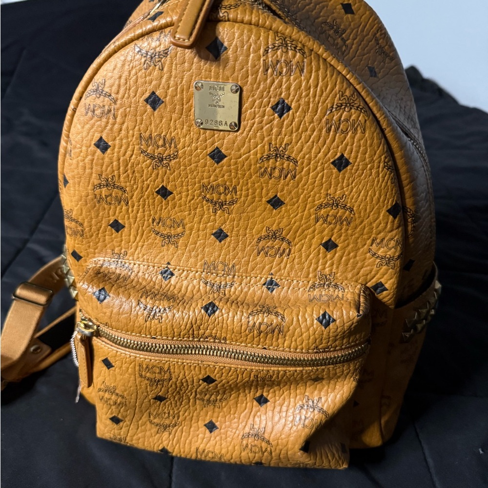 MCM Tan Logo Backpack